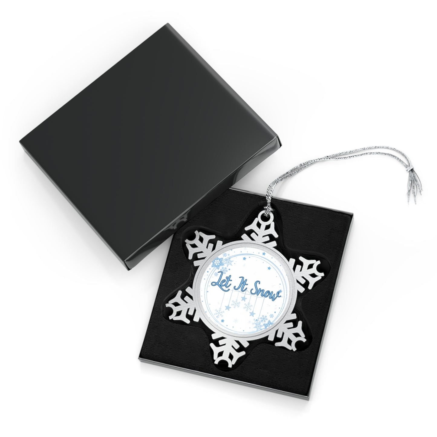 Let It Snow Pewter Snowflake Ornament