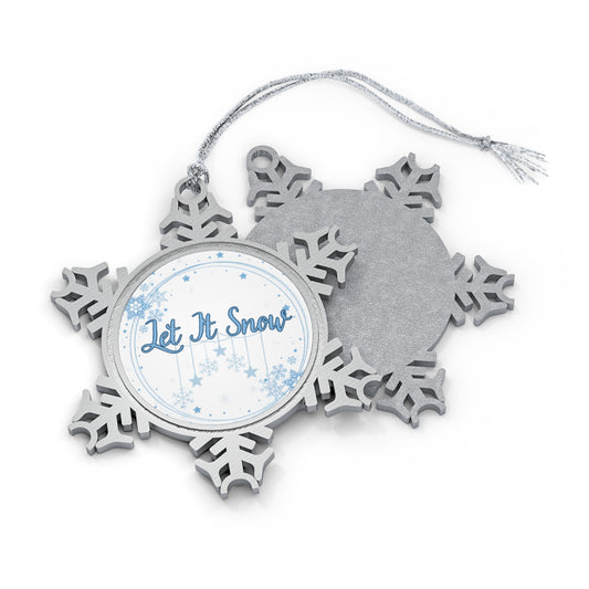 Let It Snow Pewter Snowflake Ornament