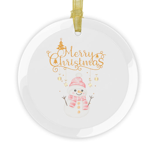 Holiday Snowman Glass Ornament
